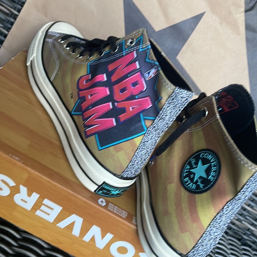 Converse Chuck Taylor All Star 70 Hi Brown/Solar Red/Electric Aqua mens NBA JAM - Picture 15 of 16